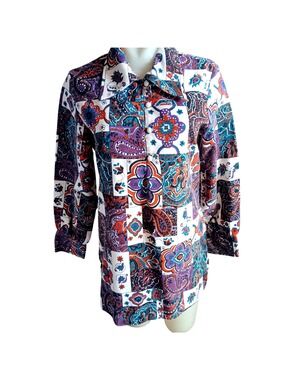 True Vintage Women's Medium Top 1970s Beeline Pullover Blouse Frock Groovy Mom